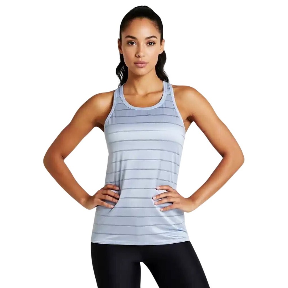 Athleta Womens Light Blue Striped Racerback Tank Top Size‎ M